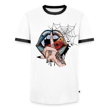 Vampire Halloween - Men's Ringer Shirt - white/black - Front - AI Model Female 172 light (172cm) & AI Model Male 178 dark (178cm)
