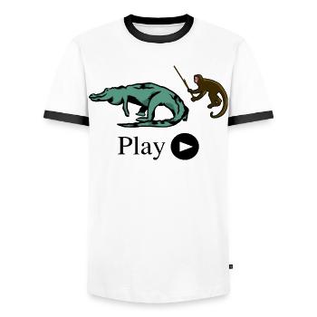 Monkey and crocodile - Men's Ringer Shirt - white/black - Front - AI Model Female 172 light (172cm) & AI Model Male 178 dark (178cm)