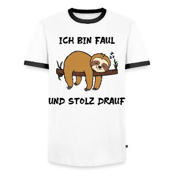 Schlafen Statement Dschungel Faultier Faul Tier - Männer Kontrast-T-Shirt - Weiß/Schwarz - Vorne - AI Model Female 172 light (172cm) & AI Model Male 178 dark (178cm)
