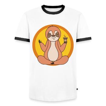 Cool Chill Sloth Mammal Relax Vegetarian - Men's Ringer Shirt - white/black - Front - AI Model Female 172 light (172cm) & AI Model Male 178 dark (178cm)
