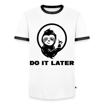 chilling sloth lazy statement jungle mammal - Men's Ringer Shirt - white/black - Front - AI Model Female 172 light (172cm) & AI Model Male 178 dark (178cm)