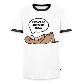 Relax Sloth Lazy Chill Statement Sleep - Men's Ringer Shirt - white/black - Front - AI Model Female 172 light (172cm) & AI Model Male 178 dark (178cm)