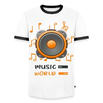 jukebox to world off - Men's Ringer Shirt - white/black - Front - AI Model Female 172 light (172cm) & AI Model Male 178 dark (178cm)