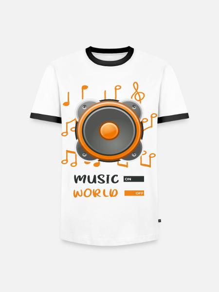 jukebox to world off - Men's Ringer Shirt - white/black