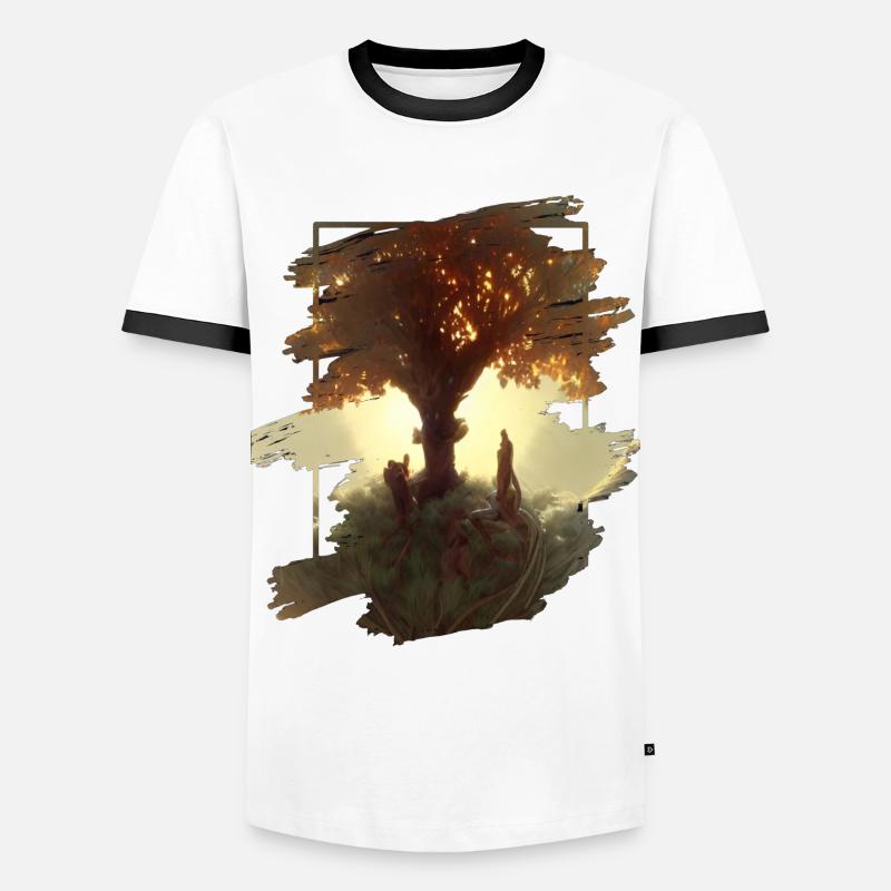 Baum des Lebens - Männer Kontrast-T-Shirt - Weiß/Schwarz