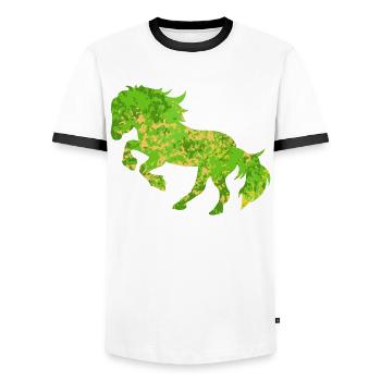 Pferde Galopp Islandpferde Araber Trab Pferdeliebe - Männer Kontrast-T-Shirt - Weiß/Schwarz - Vorne - AI Model Female 172 light (172cm) & AI Model Male 178 dark (178cm)