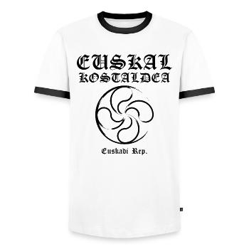 Croix Basque - T-shirt contrasté Homme - blanc/noir - Devant - AI Model Female 172 light (172cm) & AI Model Male 178 dark (178cm)
