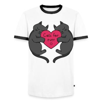 Katzen Liebe für immer - Männer Kontrast-T-Shirt - Weiß/Schwarz - Vorne - AI Model Female 172 light (172cm) & AI Model Male 178 dark (178cm)