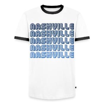 Nashville Rétro Gradient - T-shirt contrasté Homme - blanc/noir - Devant - AI Model Female 172 light (172cm) & AI Model Male 178 dark (178cm)