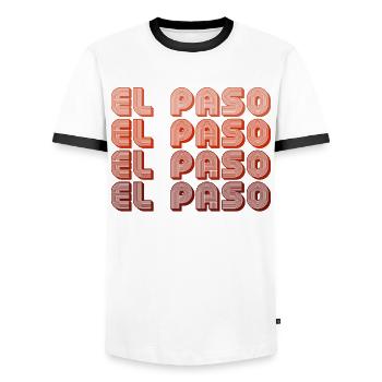 El Paso Gradient Retro Pattern - Men's Ringer Shirt - white/black - Front - AI Model Female 172 light (172cm) & AI Model Male 178 dark (178cm)