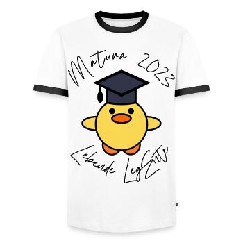 Matura 2023 lebende LegEnte - Männer Kontrast-T-Shirt - Weiß/Schwarz - Vorne - AI Model Female 172 light (172cm) & AI Model Male 178 dark (178cm)