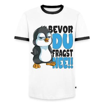 Bevor du fragst nee mir egal Pinguine - Männer Kontrast-T-Shirt - Weiß/Schwarz - Vorne - AI Model Female 172 light (172cm) & AI Model Male 178 dark (178cm)