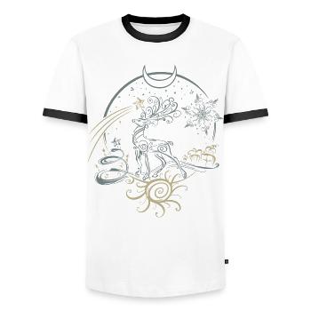 Hirsch Geweih Weihnachten Yule Nacht - Männer Kontrast-T-Shirt - Weiß/Schwarz - Vorne - AI Model Female 172 light (172cm) & AI Model Male 178 dark (178cm)