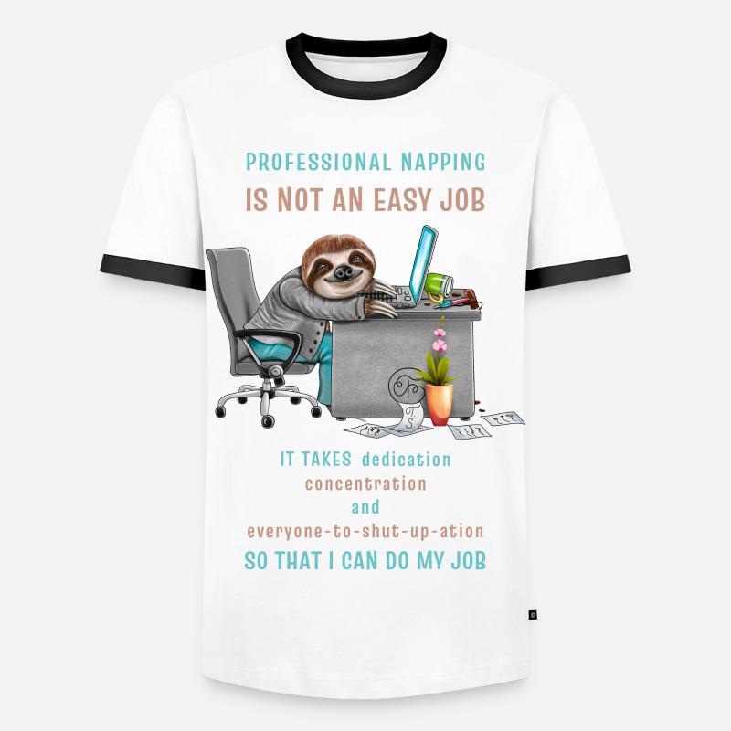 Funny Sloth Saying Professional Napping - Men's Ringer Shirt - white/black