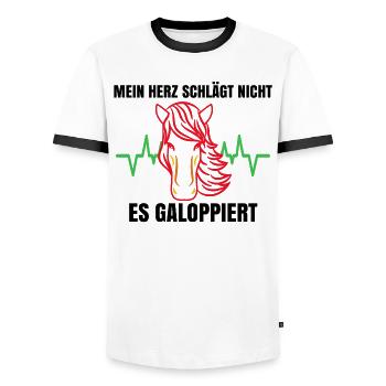 Cool Islandpferde Statement Pferdefan Gallop - Männer Kontrast-T-Shirt - Weiß/Schwarz - Vorne - AI Model Female 172 light (172cm) & AI Model Male 178 dark (178cm)