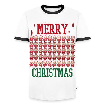 Merry Christmas Families Freiertage Logo - Men's Ringer Shirt - white/black - Front - AI Model Female 172 light (172cm) & AI Model Male 178 dark (178cm)
