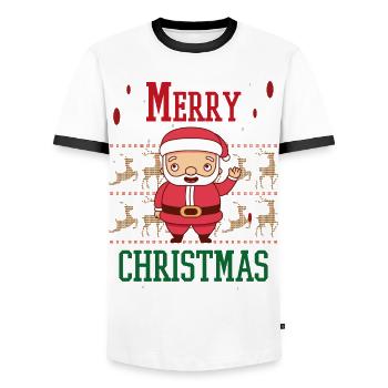 Merry Christmas Families Freiertage Logo - Men's Ringer Shirt - white/black - Front - AI Model Female 172 light (172cm) & AI Model Male 178 dark (178cm)