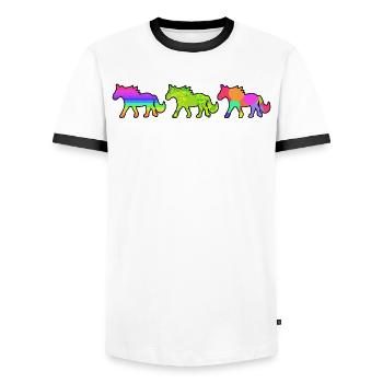Gallop horse lover horses horse love Icelandic horses - Men's Ringer Shirt - white/black - Front - AI Model Female 172 light (172cm) & AI Model Male 178 dark (178cm)