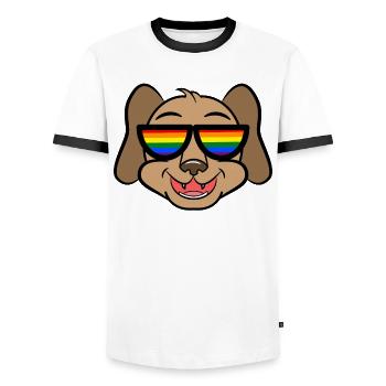 Cool Hund Lgbt Regenbogen Lesben Homosexuell - Männer Kontrast-T-Shirt - Weiß/Schwarz - Vorne - AI Model Female 172 light (172cm) & AI Model Male 178 dark (178cm)
