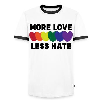 Homo Heart Lgbt Sexuality Statement Relationship - Men's Ringer Shirt - white/black - Front - AI Model Female 172 light (172cm) & AI Model Male 178 dark (178cm)