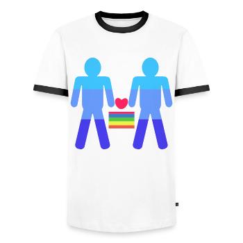 Heart Lgbt Same-sex marriage rainbow - Men's Ringer Shirt - white/black - Front - AI Model Female 172 light (172cm) & AI Model Male 178 dark (178cm)