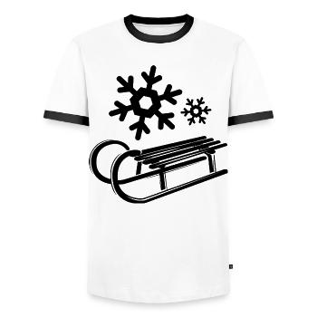 Schnee Schlitten Eiskristalle Schneeflocken Winter - Männer Kontrast-T-Shirt - Weiß/Schwarz - Vorne - AI Model Female 172 light (172cm) & AI Model Male 178 dark (178cm)
