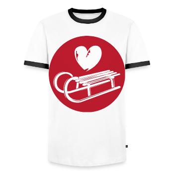 Herz Schlitten Symbol Rodeln Schnee Winter Sport - Männer Kontrast-T-Shirt - Weiß/Schwarz - Vorne - AI Model Female 172 light (172cm) & AI Model Male 178 dark (178cm)