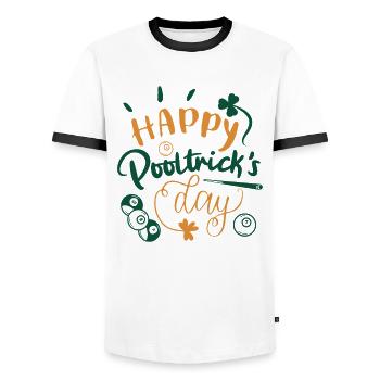 Billard St. Patrick - T-shirt contrasté Homme - blanc/noir - Devant - AI Model Female 172 light (172cm) & AI Model Male 178 dark (178cm)