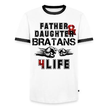 Father and daughter Bratan's gift for life - Men's Ringer Shirt - white/black - Front - AI Model Female 172 light (172cm) & AI Model Male 178 dark (178cm)
