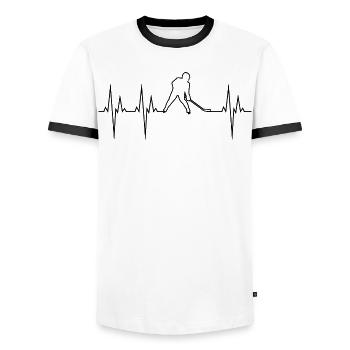 Eishockey Elektrokardiogramm EKG Hockey - Männer Kontrast-T-Shirt - Weiß/Schwarz - Vorne - AI Model Female 172 light (172cm) & AI Model Male 178 dark (178cm)