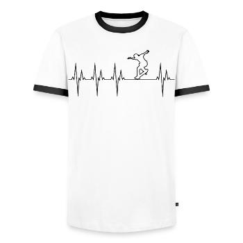 Skateboard électrocardiogramme ECG Skate Board - T-shirt contrasté Homme - blanc/noir - Devant - AI Model Female 172 light (172cm) & AI Model Male 178 dark (178cm)