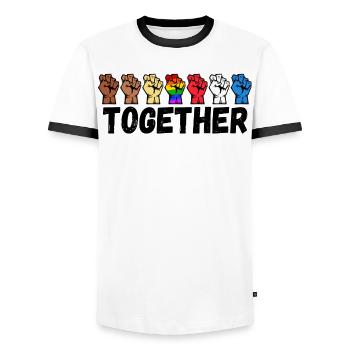 Stolz Lgbt Spruch Pride Homosexuell Beziehung Gay - Männer Kontrast-T-Shirt - Weiß/Schwarz - Vorne - AI Model Female 172 light (172cm) & AI Model Male 178 dark (178cm)
