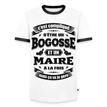 BOGOSSE ET MAIRE - T-shirt contrasté Homme - blanc/noir - Devant - AI Model Female 172 light (172cm) & AI Model Male 178 dark (178cm)