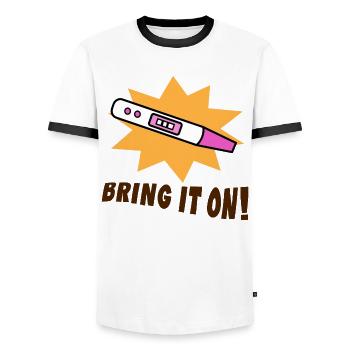 Grossesse Mère Déclaration Bébé - T-shirt contrasté Homme - blanc/noir - Devant - AI Model Female 172 light (172cm) & AI Model Male 178 dark (178cm)