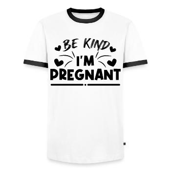 Parents Pregnancy Pregnant Statement Heart - Men's Ringer Shirt - white/black - Front - AI Model Female 172 light (172cm) & AI Model Male 178 dark (178cm)