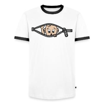 Bébé Mère Enceinte Ventre de bébé Famille née - T-shirt contrasté Homme - blanc/noir - Devant - AI Model Female 172 light (172cm) & AI Model Male 178 dark (178cm)