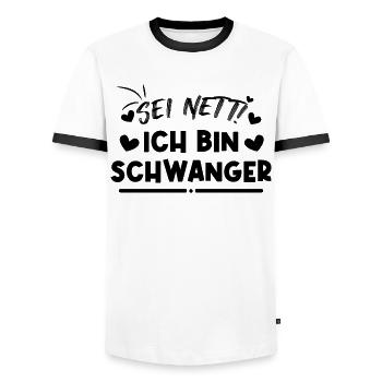 Schwanger Statement Herz Schwangerschaft Mutter - Männer Kontrast-T-Shirt - Weiß/Schwarz - Vorne - AI Model Female 172 light (172cm) & AI Model Male 178 dark (178cm)