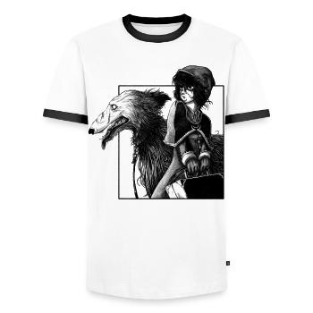 Chaperon noir - T-shirt contrasté Homme - blanc/noir - Devant - AI Model Female 172 light (172cm) & AI Model Male 178 dark (178cm)