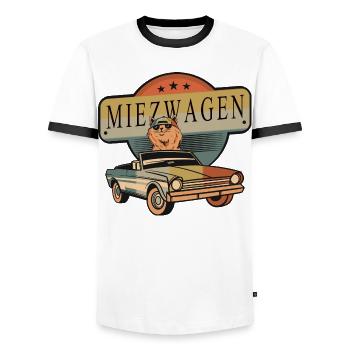 Coole Katzen Auto - Männer Kontrast-T-Shirt - Weiß/Schwarz - Vorne - AI Model Female 172 light (172cm) & AI Model Male 178 dark (178cm)