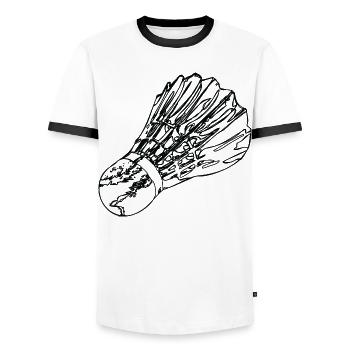 Badminton Federball - Men's Ringer Shirt - white/black - Front - AI Model Female 172 light (172cm) & AI Model Male 178 dark (178cm)