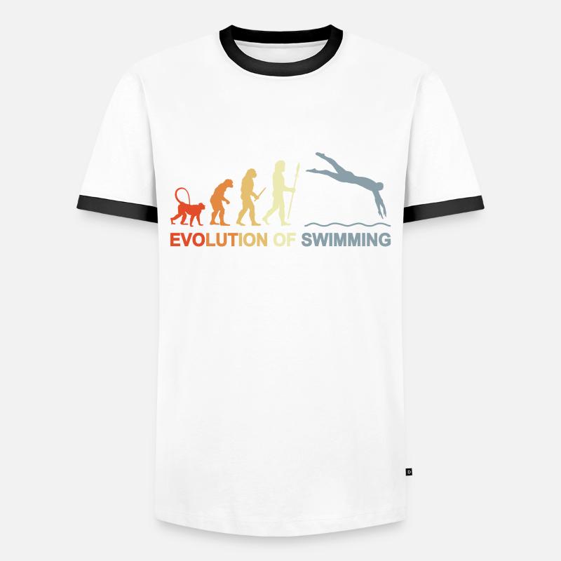 Evolution des Schwimmens - Männer Kontrast-T-Shirt - Weiß/Schwarz