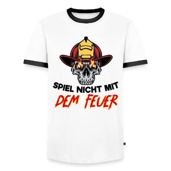 Feuerwehrhelm Statement Feuerwehr Brandschutz - Männer Kontrast-T-Shirt - Weiß/Schwarz - Vorne - AI Model Female 172 light (172cm) & AI Model Male 178 dark (178cm)