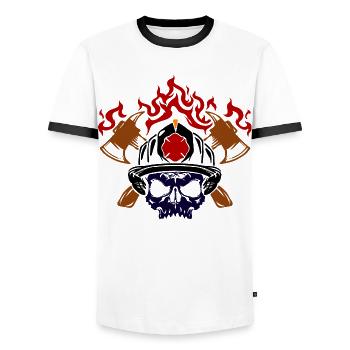 Brennen Feuerwehrhelm Feuerwehr Brandschutz - Männer Kontrast-T-Shirt - Weiß/Schwarz - Vorne - AI Model Female 172 light (172cm) & AI Model Male 178 dark (178cm)
