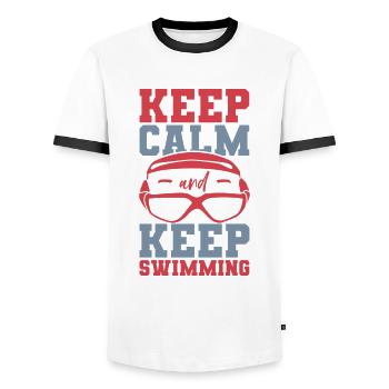 Lustiger Schwimmspruch - Männer Kontrast-T-Shirt - Weiß/Schwarz - Vorne - AI Model Female 172 light (172cm) & AI Model Male 178 dark (178cm)