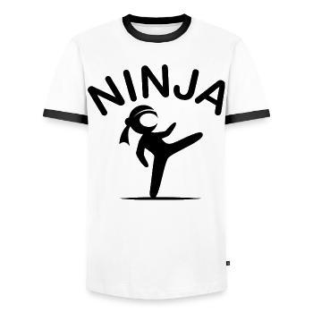 Ninja Arts Martiaux Fighter Symbol Cartoon Icône de bande dessinée - T-shirt contrasté Homme - blanc/noir - Devant - AI Model Female 172 light (172cm) & AI Model Male 178 dark (178cm)