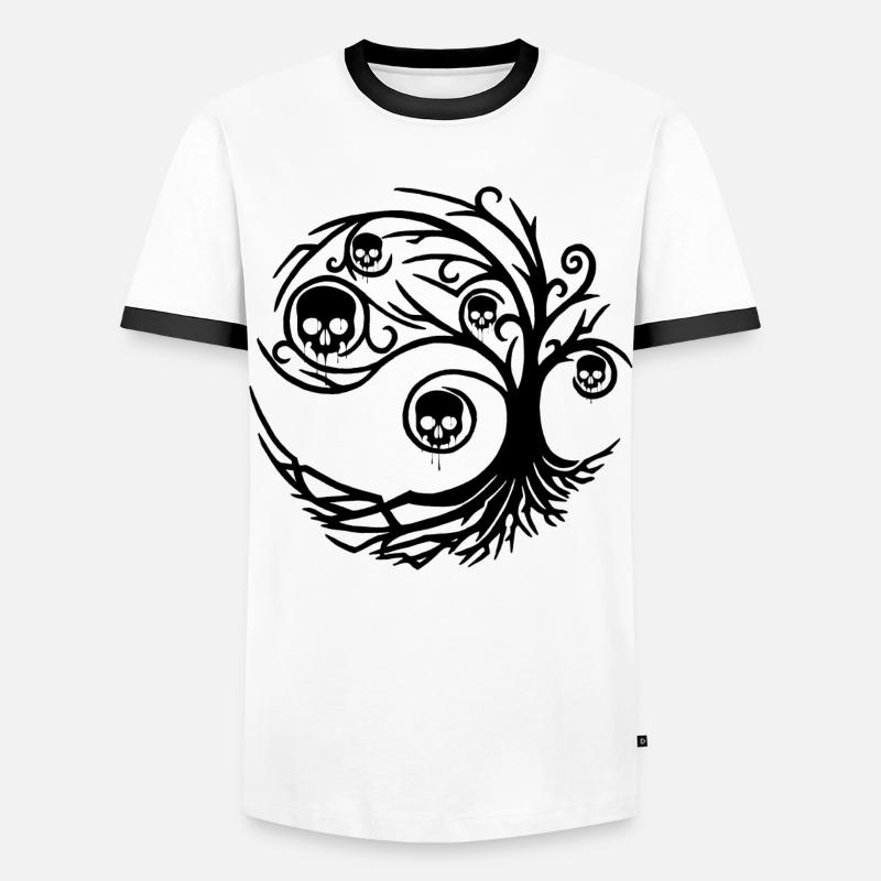 Schwarzer Baum mit Totenköpfen - Männer Kontrast-T-Shirt - Weiß/Schwarz