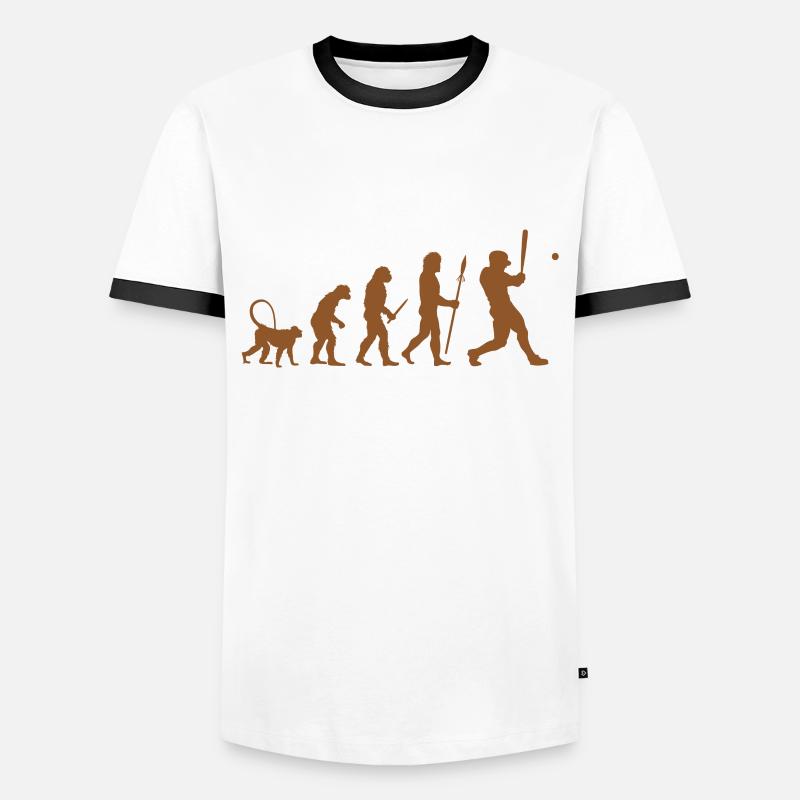 Baseball Evolution - Männer Kontrast-T-Shirt - Weiß/Schwarz