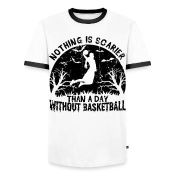 Une journée sans basket - T-shirt contrasté Homme - blanc/noir - Devant - AI Model Female 172 light (172cm) & AI Model Male 178 dark (178cm)