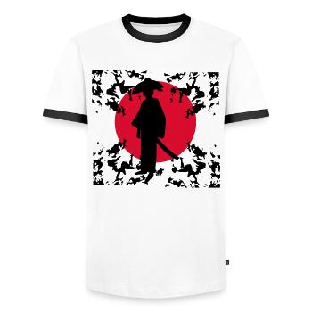 Japan Manga Anime Japanisch Zeichentrick Cosplay - Männer Kontrast-T-Shirt - Weiß/Schwarz - Vorne - AI Model Female 172 light (172cm) & AI Model Male 178 dark (178cm)