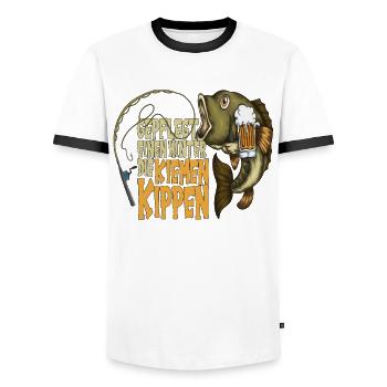 Gepflegt einen hinter die Kiemen Kippen Fische - Männer Kontrast-T-Shirt - Weiß/Schwarz - Vorne - AI Model Female 172 light (172cm) & AI Model Male 178 dark (178cm)